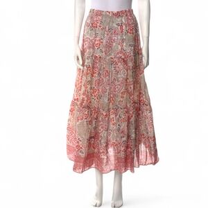 Cara Cara Paisley Print  Midi Skirt Beige/red Size S Small